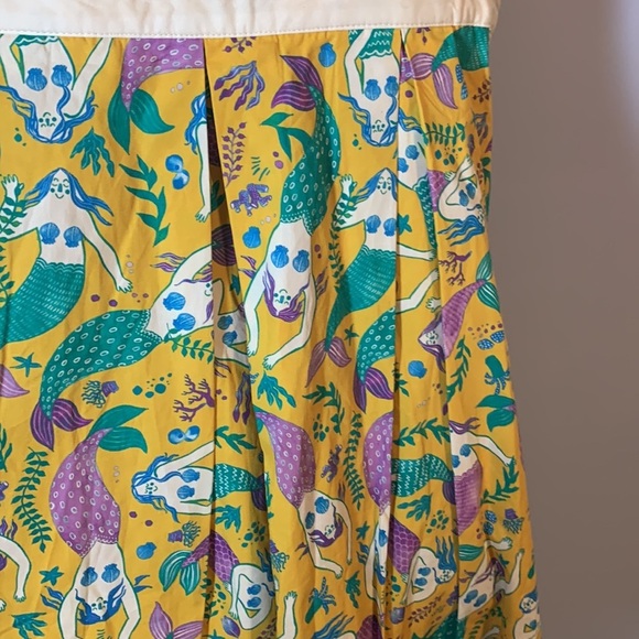 ModCloth Yellow purple teal Mermaid Cotton fit and flare sleeveless dress large - Picture 6 of 12